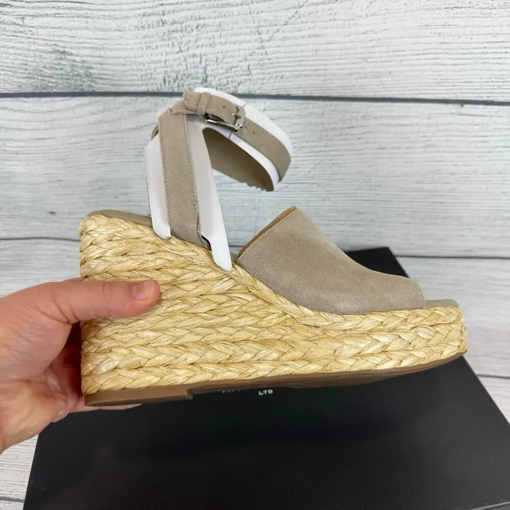 Marc Fisher Women's Natural Leather Nelly Ankle Strap Wedge Sandals Size 11